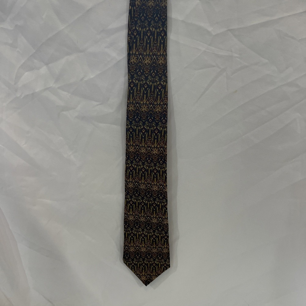 Vintage METROPOLITAN MUSEUM OF ART Black Gold Vine Floral Men's Silk Neck Tie 22